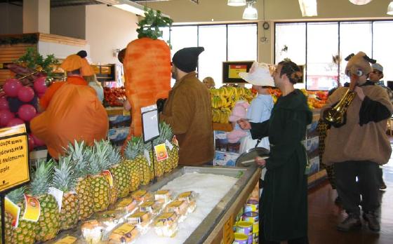produce costume and farmer parade at People's Market, Evanston , Earth Day celebration 2003