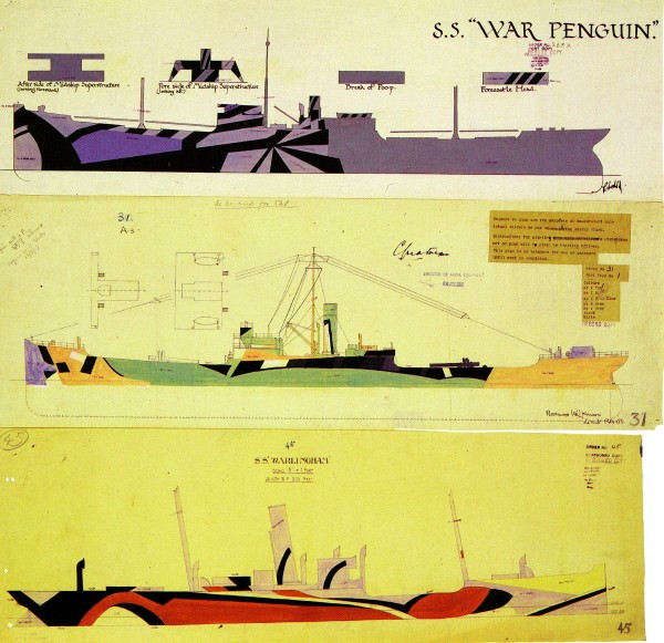 razzle dazzle camoflauge naval design drawing lithograph