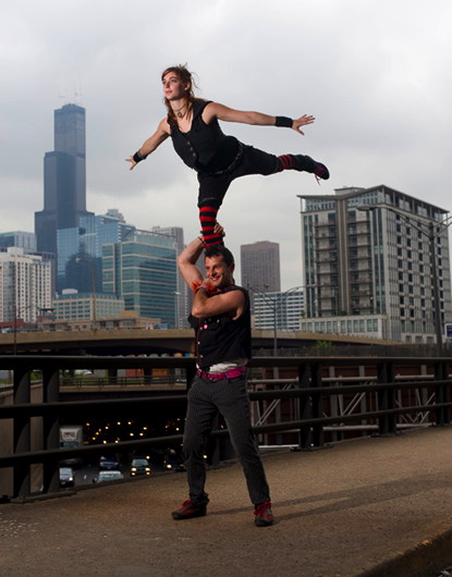 arabesque two high circus trick adagio Chicago Sears Tower