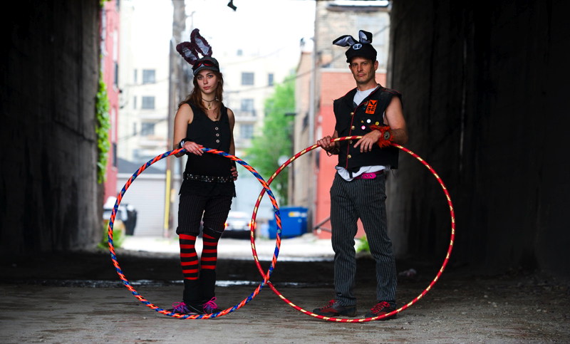 hula hoop portrait, two bad bunnies